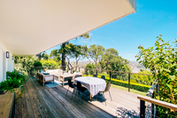deck with dining
